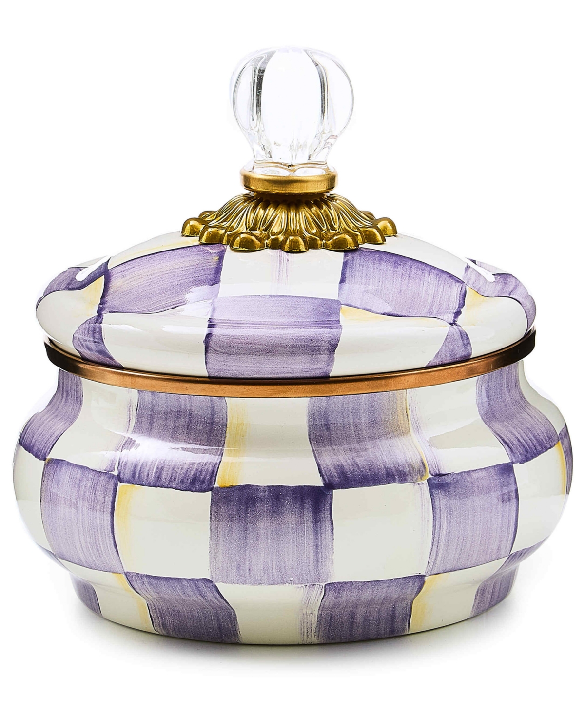 MacKenzie-Childs Violet Check Handmade Squashed Pot