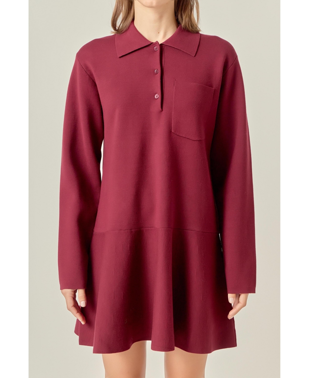 English Factory Women's Collared Knit Mini Dress