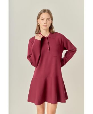 Women's Collared Knit Mini Dress