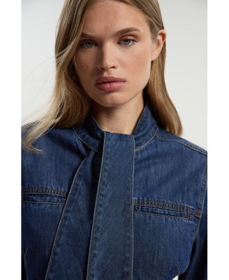 Women's Denim Pussybow Blouse