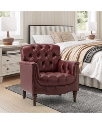 Sucher Modern Retro Wooden tufted Accent chair with Nailhead Trim