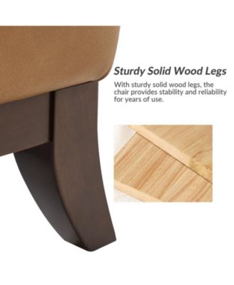 Eugene Traditional Genuine Leather Chair with Tufted Wing Back and Solid Wood