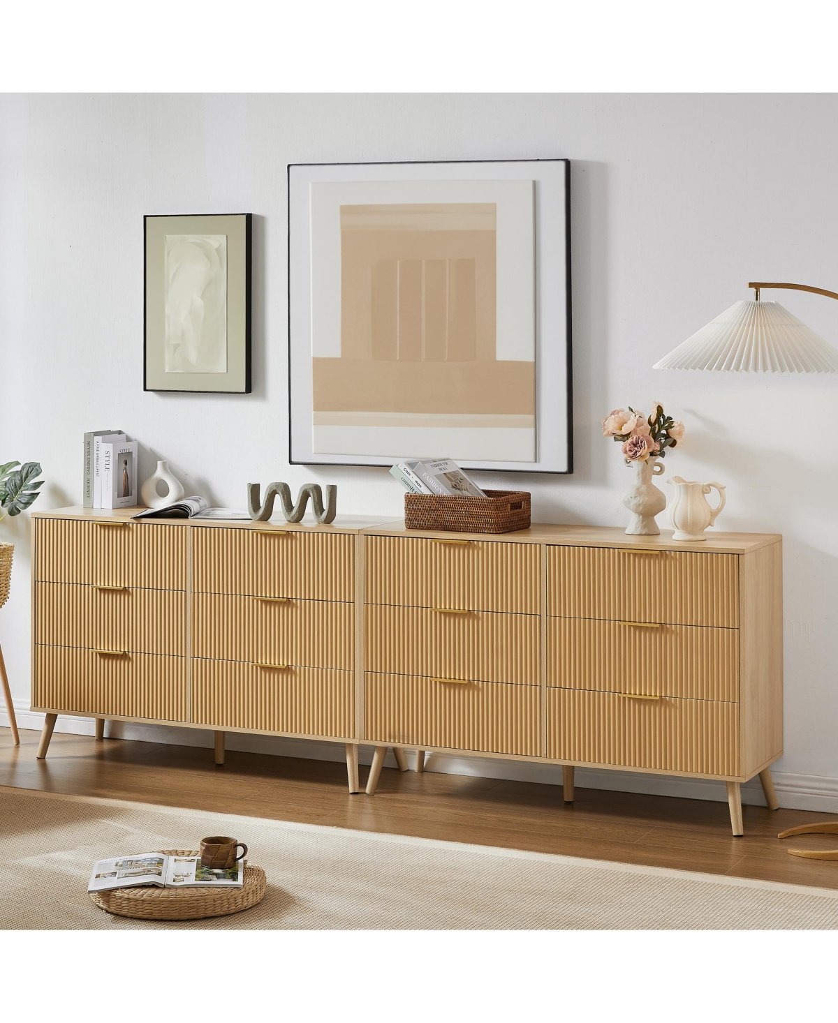 Casainc Wooden Kitchen Cabinet with 6 Double Drawers