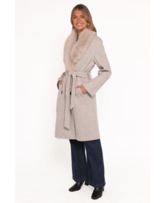 Women's Fur Collar Tie Waist Coat