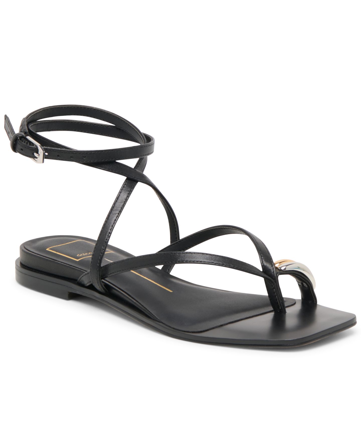 Женские сандалии Dolce Vita Tyrice Strappy Flat, цвет: Чёрный кожаный — фото 1