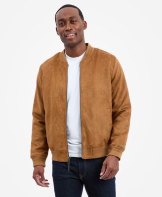 Men's Faux Suede Bomber Jacket
