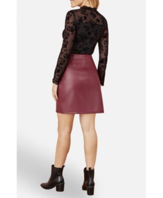 Women's Faux Leather Wrap Mini Skirt