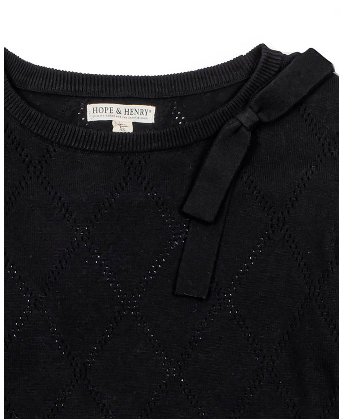 Hope & Henry Women's Organic Bow Detail Pointelle Sweater