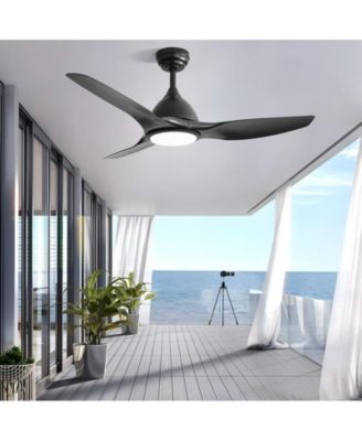 52-inch Modern Black 3-Blade Ceiling Fan with Six Speed Remote Control and Timing Function for Indoor