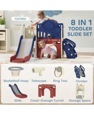 8 in 1 Toddler Slide Set for Kids Ages 1-6 Indoor Outdoor Playground