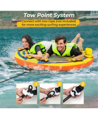 1 or 2 Person Inflatable Towable Tube for Boating with Quick Connector