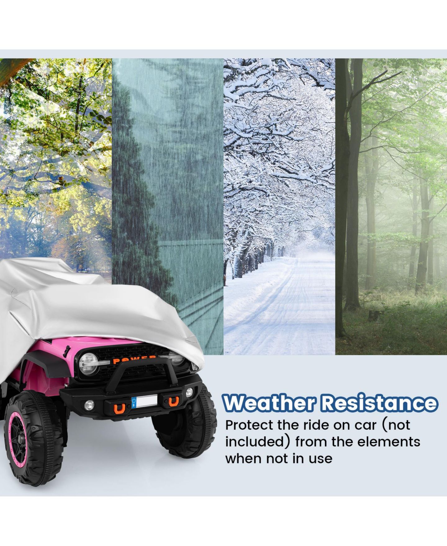 Детские игрушки SUGIFT Universal Polyester Taffeta Wind-Resistant Ride-On Toy Car Cover with Drawstring Storage Bag, цвет: Серебряный — фото 7