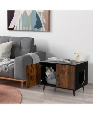 Industrial Cat Litter Box Enclosure with Divider and Cat-Shaped Entries