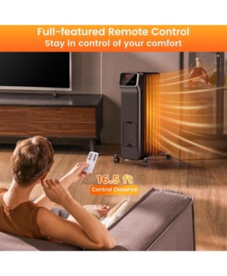 1500W Oil Filled Radiator Heater with Remote Control 3 Modes 24H Timer