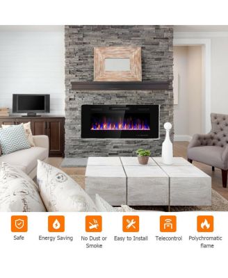 42 Inch Recessed Ultra Thin Electric Fireplace with Timer