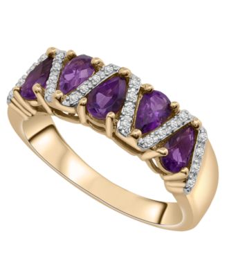 Macy's - Amethyst (1 ct. t.w.) & Diamond (1/10 ct. t.w.) Ring in 14K Yellow Gold
