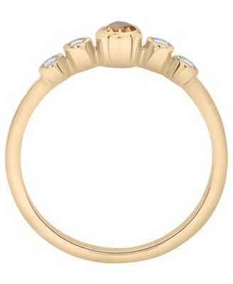 Citrine (1/5 ct. t.w.) & Diamond (1/10 ct. t.w.) Pear Ring in 14k Gold-Plated Over Sterling Silver