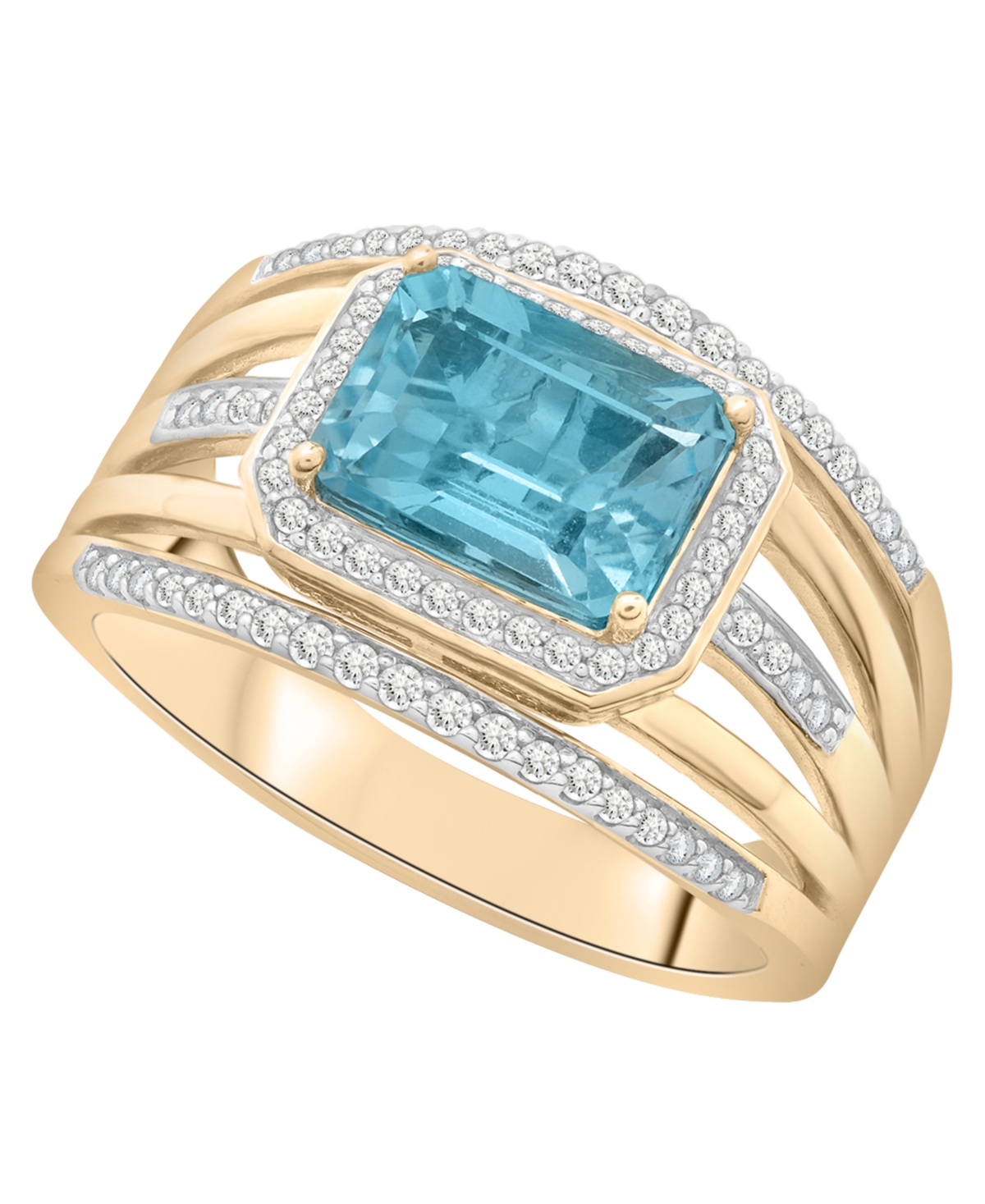 Macy's Blue Topaz (2-1/4 ct. t.w.) & Diamond (1/4 ct. t.w.) Ring in 14k Yellow Gold