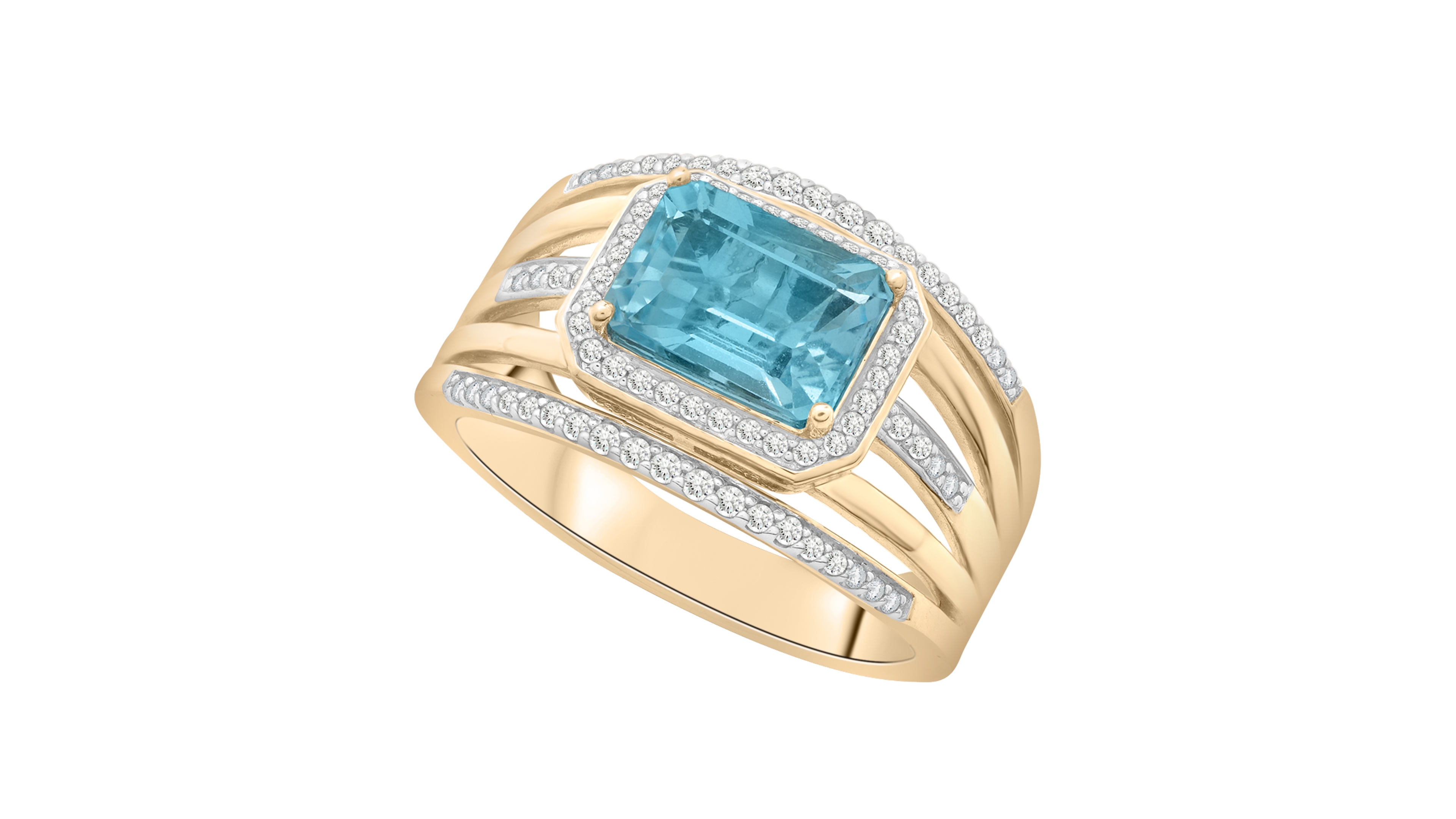 Macy's Blue Topaz (2-1/4 ct. t.w.) & Diamond (1/4 ct. t.w.) Ring in 14k Yellow Gold