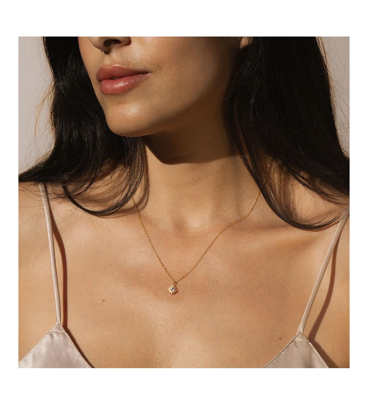 Satya Jewelry Gaining Clarity White Topaz Starburst Necklace – Adjustable, Elegant, Sparkling Necklace