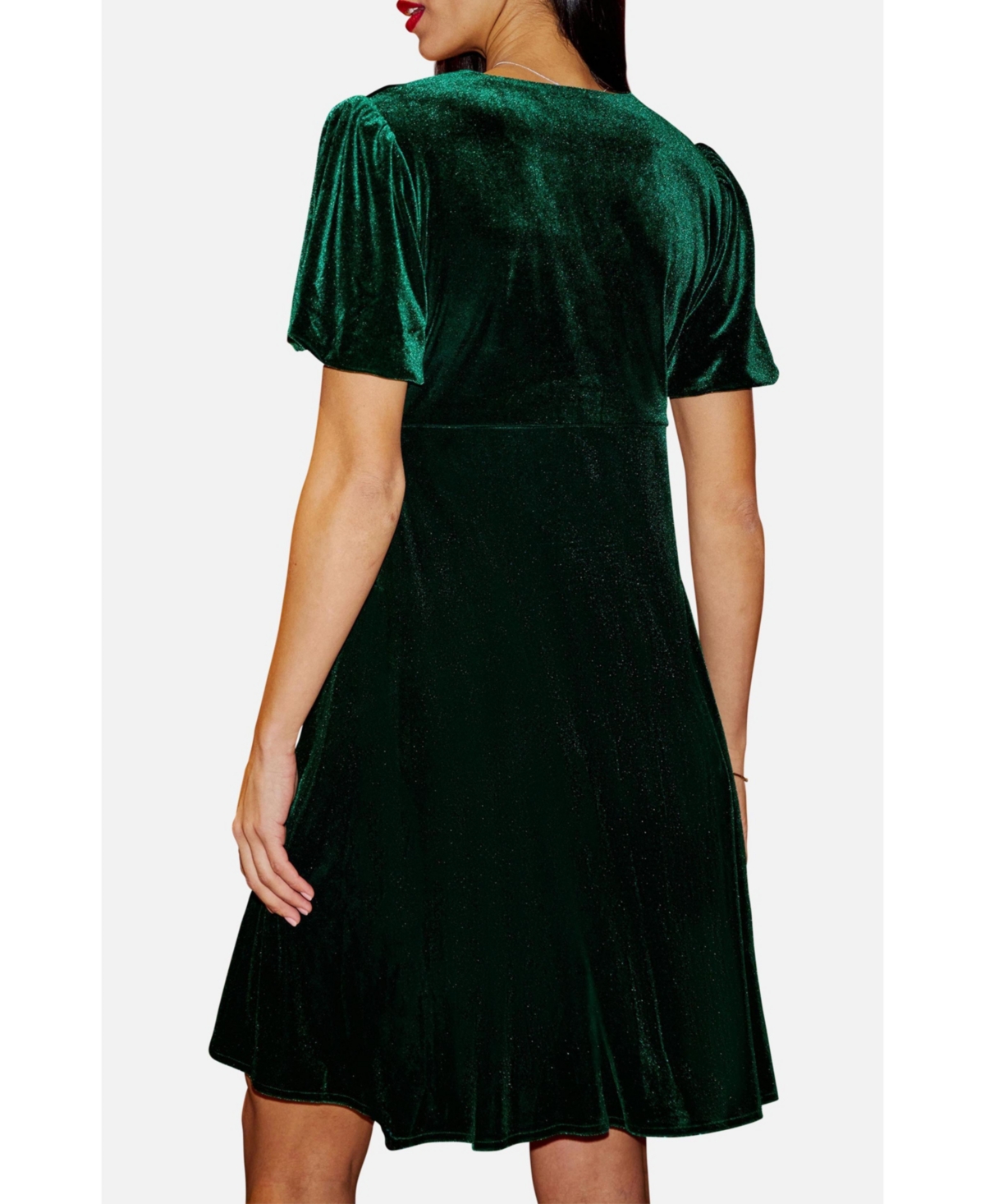 Yumi Women's Velvet Skater Dress With Diamante Detail