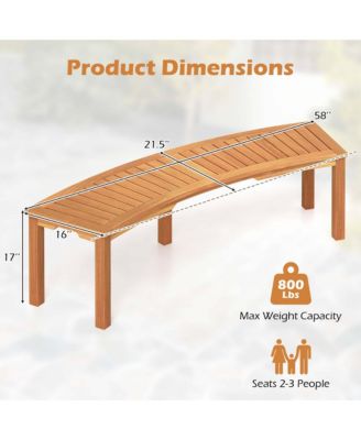 4 PCS Outdoor Curved Bench with Slatted Seat Solid Acacia Wood for Yard