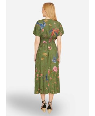 Women's Ruched Waist Kimono Sleeve Midi Dress