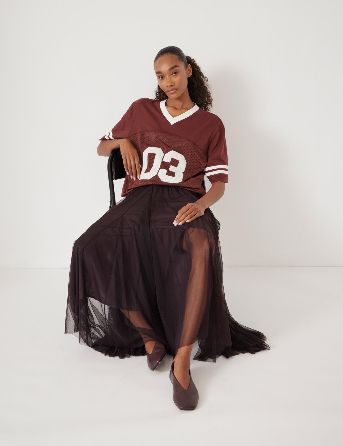Женская юбка Hush Millie Tulle Maxi, цвет: Сливовый — фото 6