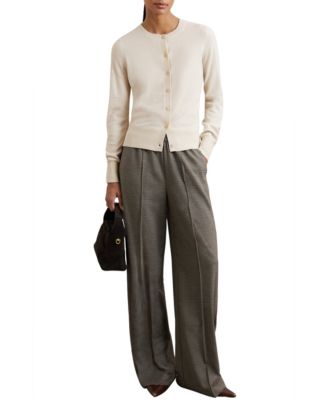 Women's Wool-Blend Crew-Neck with Cashmere Cardigan Sweater