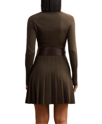 Women's Knitted Belted Skater Mini Dress