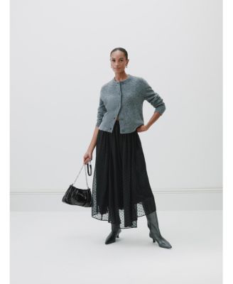 Women's Asymmetrical Flocked Spot Skirt