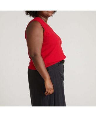 Plus Size Fine Knit Cardigan Vest