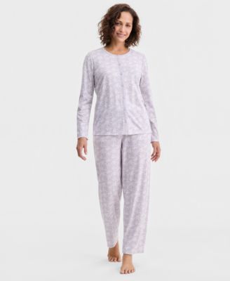 Women's Cotton Printed Button-Front Pajama Set