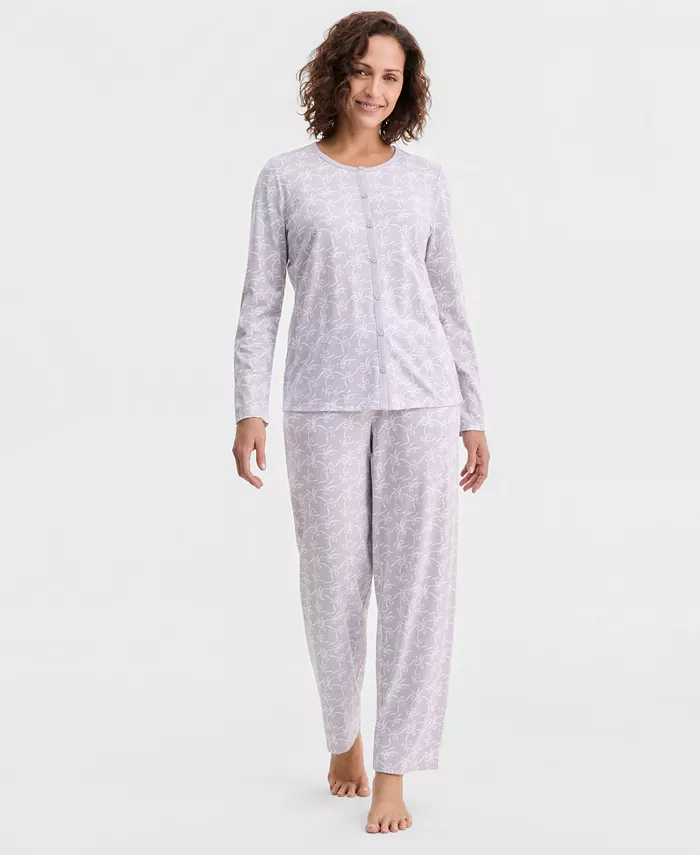 Women's Cotton Printed Button-Front Pajama Set