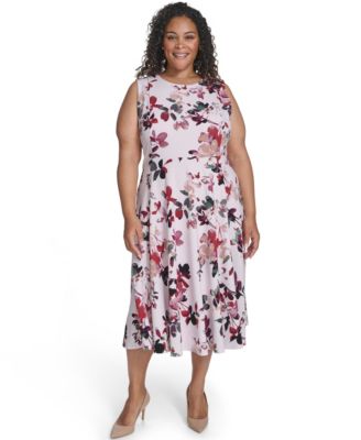 Calvin Klein - Plus Size Floral Print Fit & Flare Dress