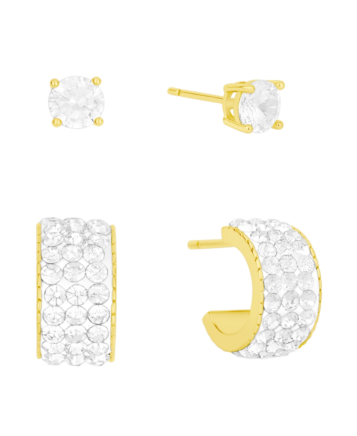 And Now This Crystal Stud And Hoop Earrings Set In Gold