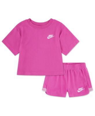 Nike - Little Girls Let's Roll Towel Terry T-Shirt & Shorts, 2 Piece Set