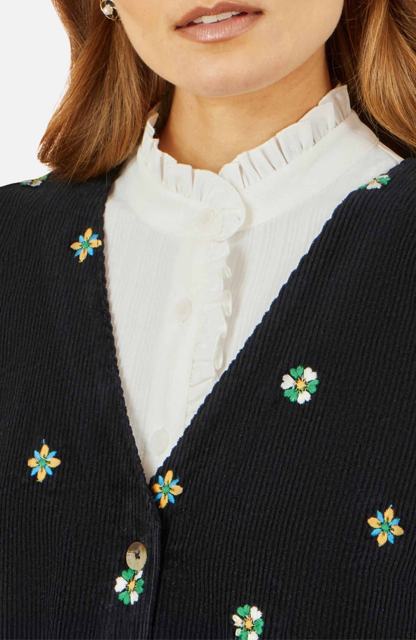 Женское платье Yumi Embroidered Button Up Pinafore, цвет: Чёрный — фото 2