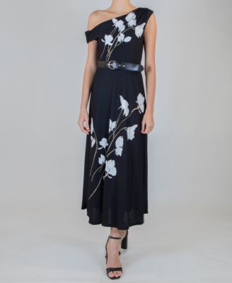 Taylor - Women's Belted Off-The-Shoulder Dress