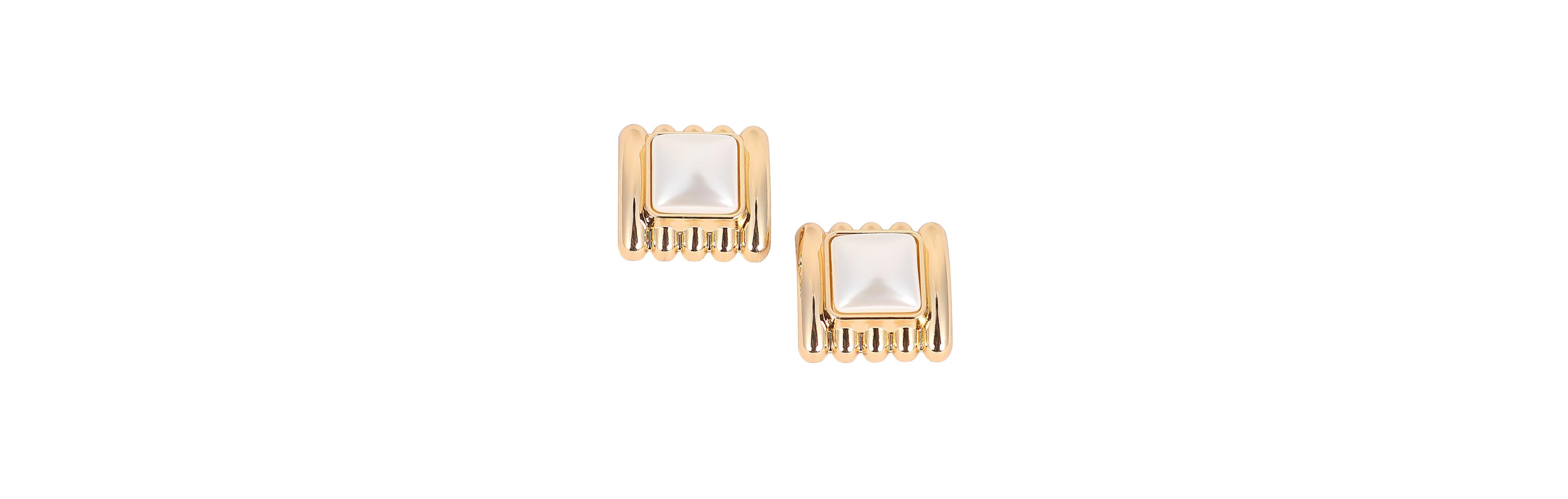 Sohi Gold Ribbed-Diane Stud Earrings
