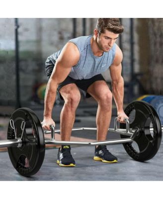 56 Inch Olympic Hexagon Deadlift Trap Bar with Folding Grips Powerlifting