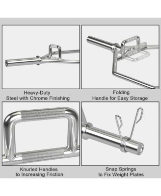 56 Inch Olympic Hexagon Deadlift Trap Bar with Folding Grips Powerlifting