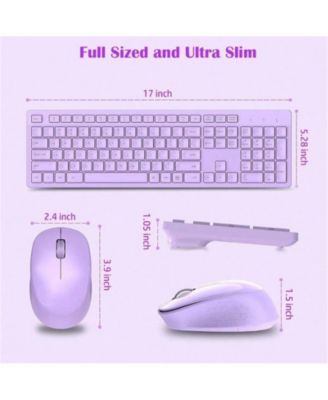 Wireless 2.4GHz Silent Full-Size Keyboard and Mouse Combo with 2-in-1 Receiver for Laptop