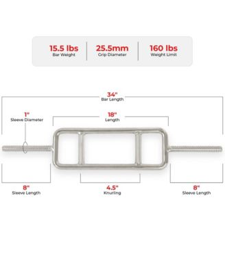 34” Threaded Chrome Tricep Bar with Star-Lock Collars
