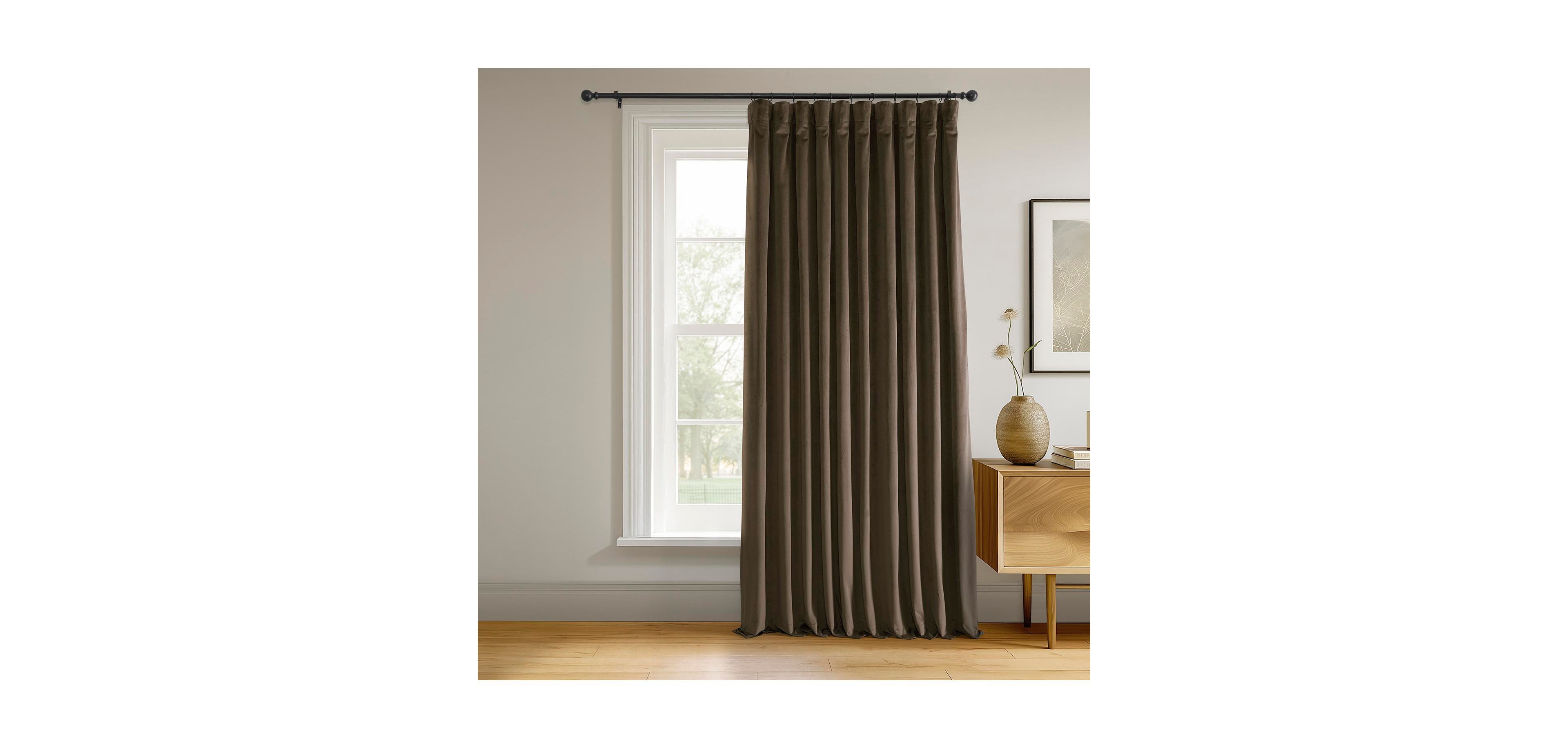 Half Price Drapes Java Signature Extra Wide Velvet Blackout Curtain