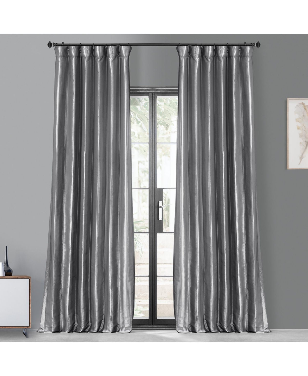 Half Price Drapes Platinum Faux Silk Taffeta Blackout Curtain