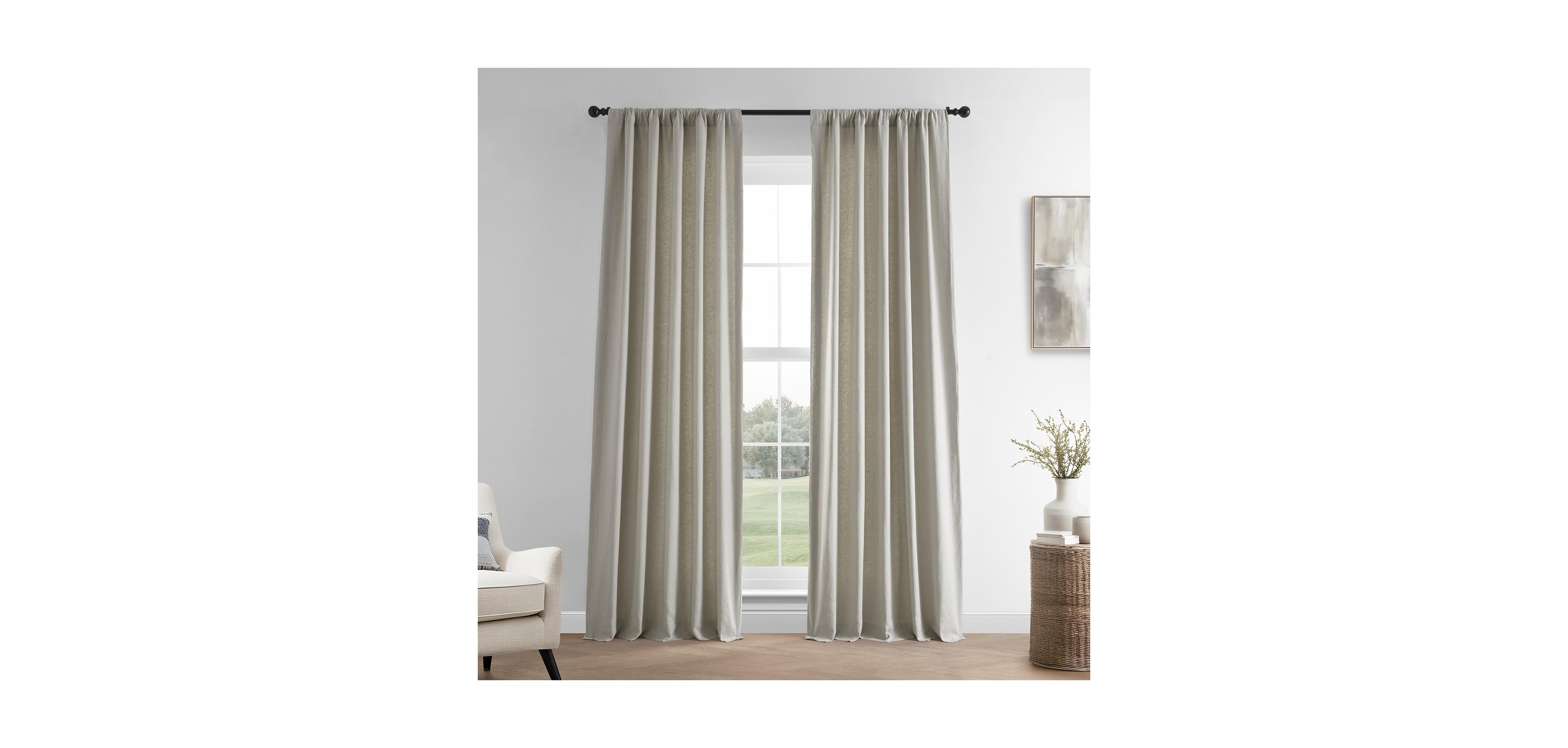 Half Price Drapes Fresh Khaki French Linen Room Darkening Curtain