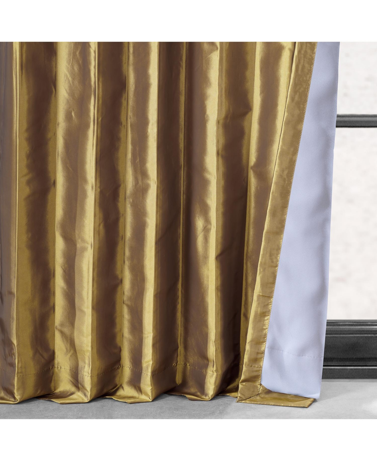 Half Price Drapes Golden Spice Faux Silk Taffeta Blackout Curtain