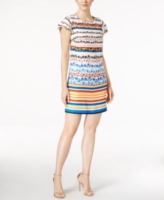 kensie - Floral Striped Sheath Dress