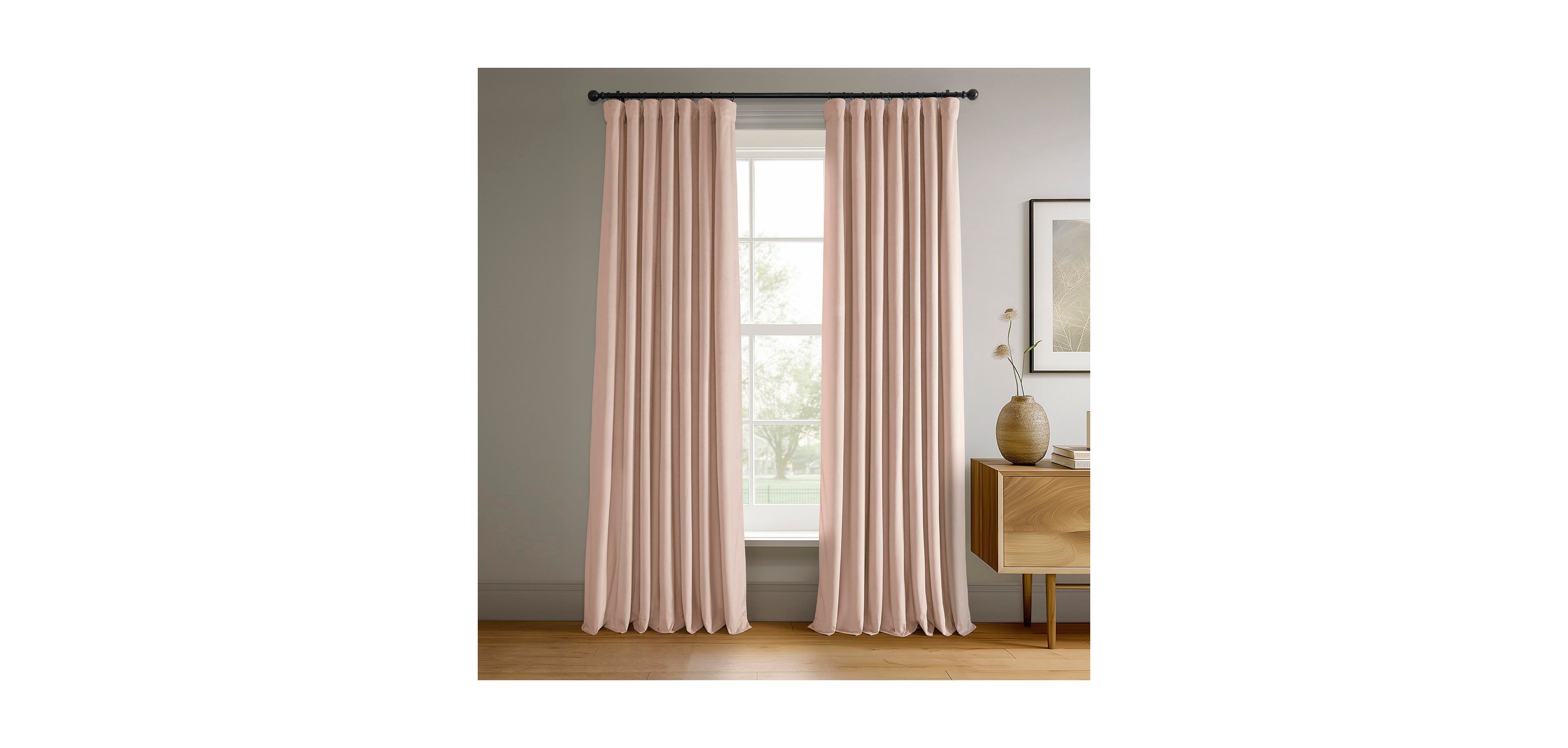 Half Price Drapes Rosey Dawn Signature Velvet Blackout Curtain